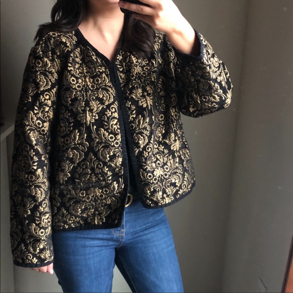 Old Navy black & gold baroque cropped jacket